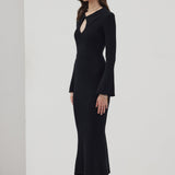 Solid Knit Hollow Maxi Dress