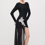 Võimas Asümmeetriline Mini Kleit Kaunistustega