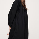 Puuvillane Split Neck Särk Midi Kleidid Mustas
