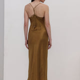 Atsetaat Sling Midi Kleid