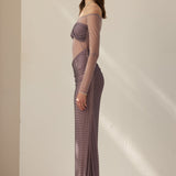 Hall Lilla Off-Shoulder Diamante Maxi Dress