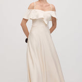 Ruffled Satin Midi Dress