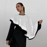 Kontrast Cape Maxi Kleid