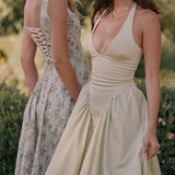Pistatsia Puuvillane Halter Midi Kleid
