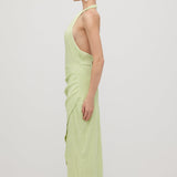 Ühtlane Ribidega Halter Maxi Kleit