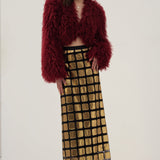 Burgundia värvi kunstkarusnahast jakk