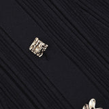 Metallik Nuppudega Kootud Midi Kleid Must