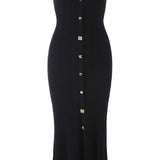 Metalliknuppudega Kootud Midi Kleid