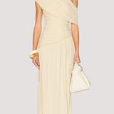 Pleated Maxi Dress with Arm Details