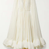 Cape Sleeve Pleated Baggy Midi Dress