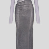 Hall Lilla Off-Shoulder Diamante Maxi Dress