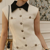 Tweed Mini Dress with Contrast Collar