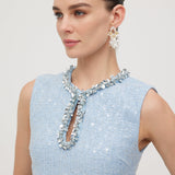 Glänzendes Boucle Mini Kleid