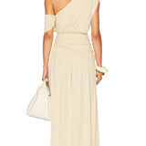 Pleated Maxi Dress with Arm Details