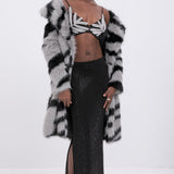 Trendikas Faux Fur Zebra Prindiga Mantel