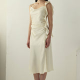 Satiinist Rikkalik Midi Libisev Kleid