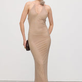Detailne Halterneck Maxi Kleit