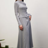 Stiilne Fikseeritud Drapeeritud Maxi Kleid