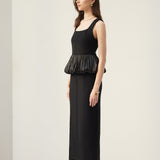 Ruffle Hem Slit Midi Kleit