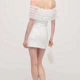 Õlavarrelt Väljaulatuv Lilleline Tülli Mini Kleid