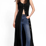 Metallik Nuppudega Kootud Midi Kleid Must