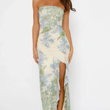 Prinditud Õlata Slit Midi Kleid