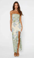 Prinditud Õlata Slit Midi Kleid