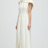 Asümmeetrilise Kaelusega Lõhikuga Midi Kleit