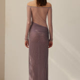 Hall Lilla Off-Shoulder Diamante Maxi Dress