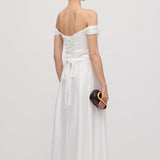 Üksik Satin Maxi Kleid Õlavarre