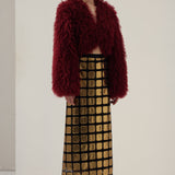 Burgundia värvi kunstkarusnahast jakk