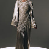 Metallic Ruffled Maxi Dress