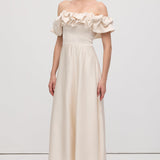Õlavarre Rüüs Satin Midi Kleid