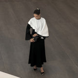 Kontrast Cape Maxi Kleid