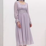 Vintage pikkade varrukatega midi kleit