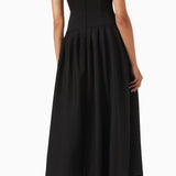 Asümmeetriline Ühe Õla Jersey Midi Kleit Mustas