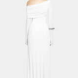 Üksik Jersey Kootud Drapeeritud Maxi Kleid