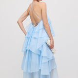 Sinine Maxi Kleid Halter Kaelusega