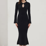 Solid Knit Hollow Maxi Dress