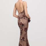 Roosiprindiga Varrukateta Midi Kleid Krae Kaelusega