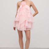 Roosa kihiline halteri mini kleit