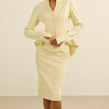 Peplum jakk ja lõhiku midi seelik