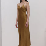 Atsetaat Sling Midi Kleid