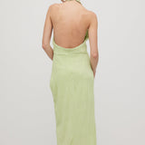Ühtlane Ribidega Halter Maxi Kleit
