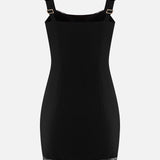 Must Mini Kleit Läbipaistva Pitsiga