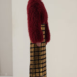 Burgundia värvi kunstkarusnahast jakk