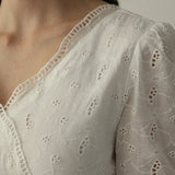 Valge V-kaelusega Midi Kleid