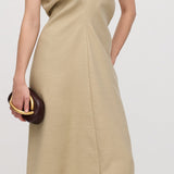 Rippuv Vöökoht Midi Kleid-Green