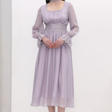 Vintage pikkade varrukatega midi kleit