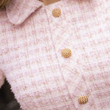 Lühikeste Varrukatega Nööbiga Tweed Mini Kleit